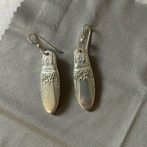 Vintage Silver dangle fishhook earrings